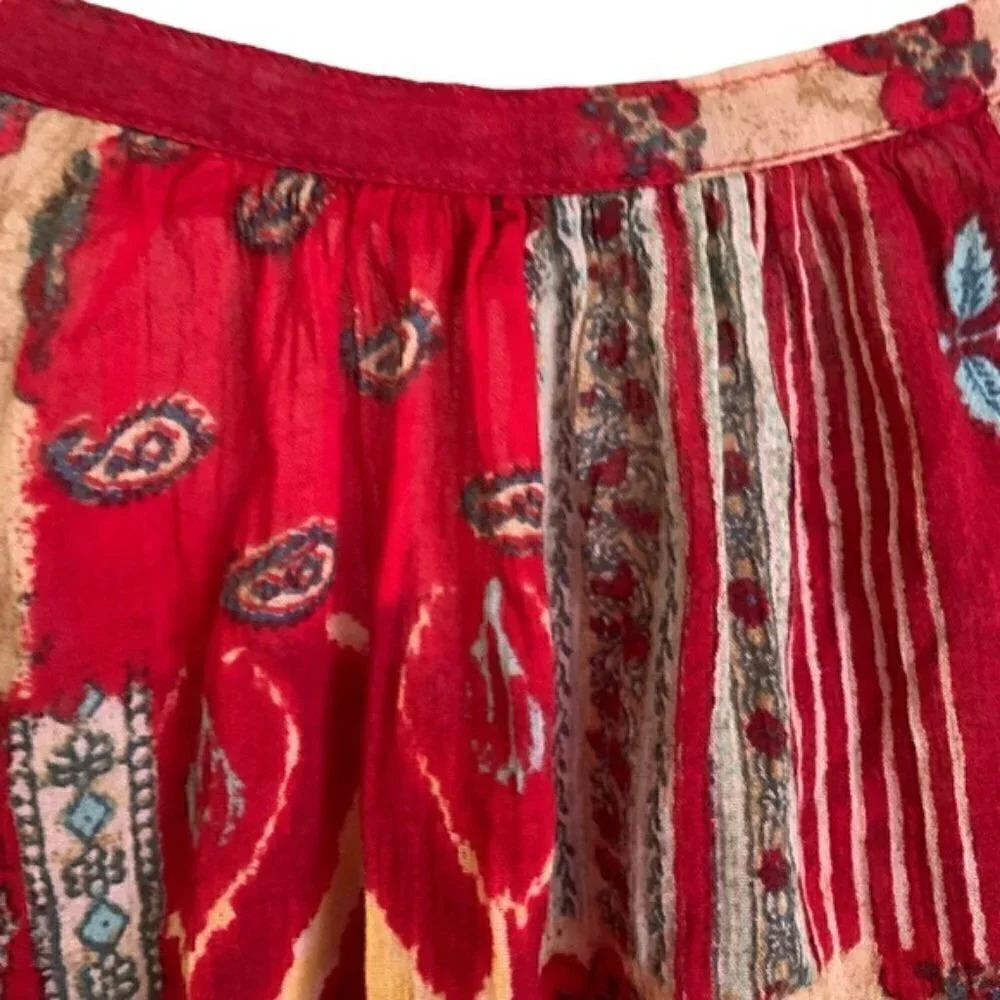 Chaps Patchwork Peasant Blouse Boho Aztec - image 6